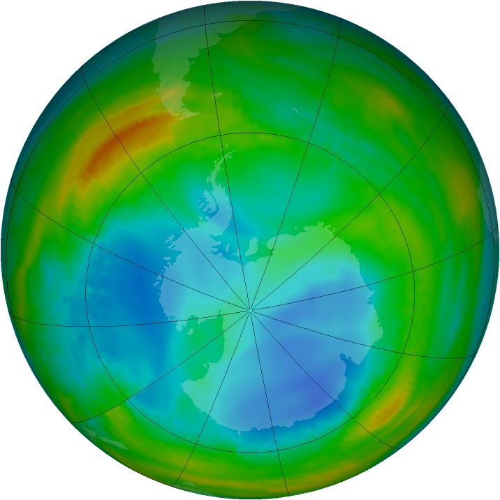 Antarctic ozone map for 23 July 1991